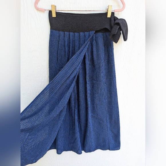 Vintage Maria Rodriguez Chicago Blue Black Wrap Skirt Pockets Women's Size Small - Picture 3 of 9